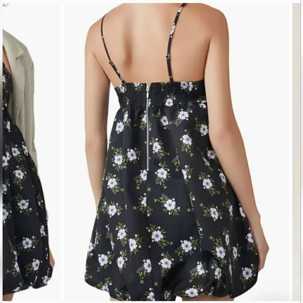 Free People in A Bubble Mini Dress in Black Floral size S New - Picture 6 of 14